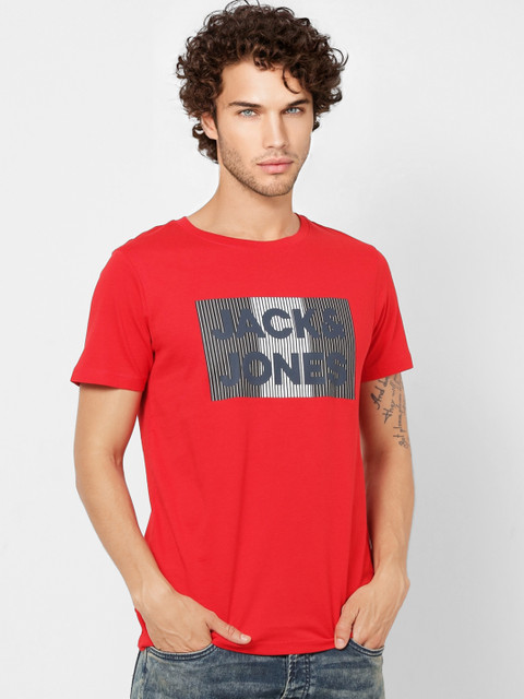 

Jack & Jones Men Red Printed Round Neck T-shirt