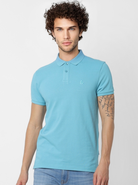 

Jack & Jones Men Blue Solid Polo Collar T-shirt