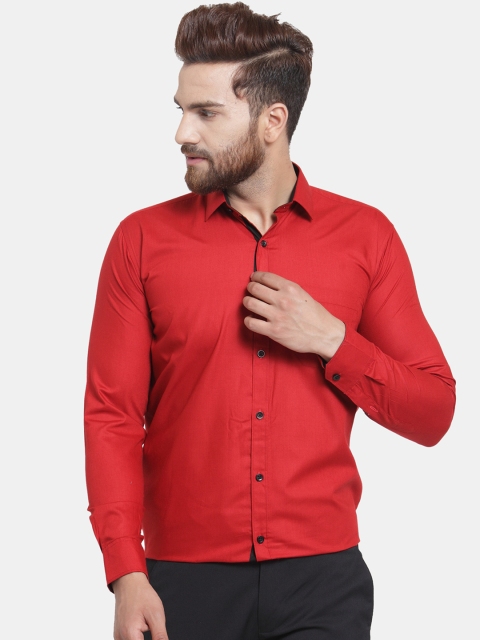 

JAINISH Men Red Classic Regular Fit Solid Formal Shirt