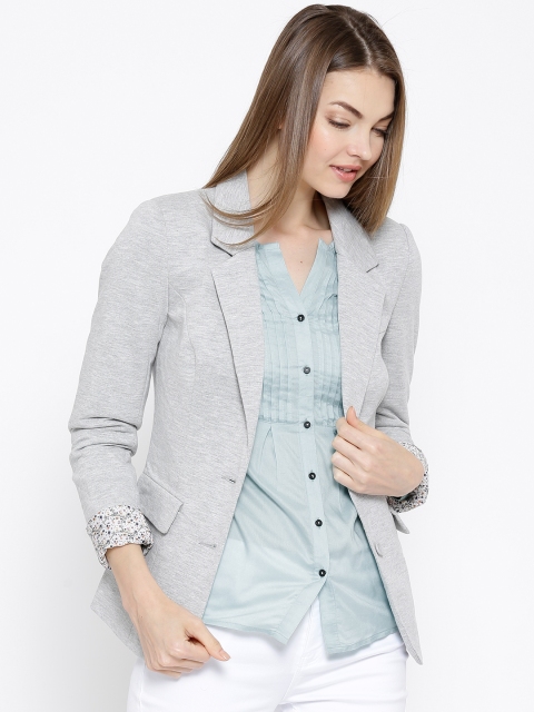 

Vero Moda Grey Melange Single-Breasted Casual Blazer