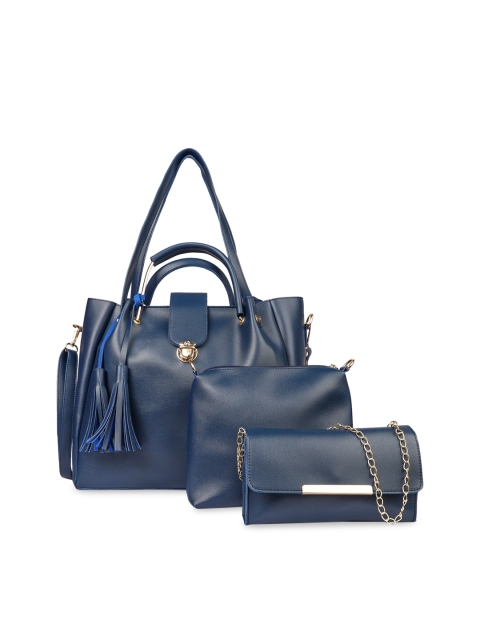 Set of 3 Blue Solid Bags