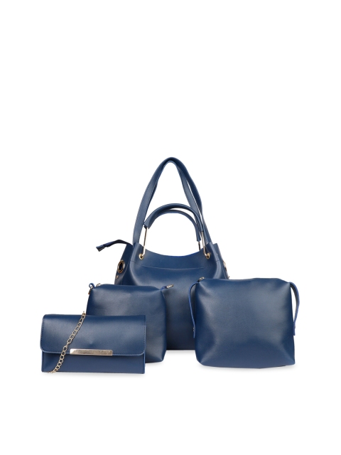 Set of 4 Blue Solid Bags