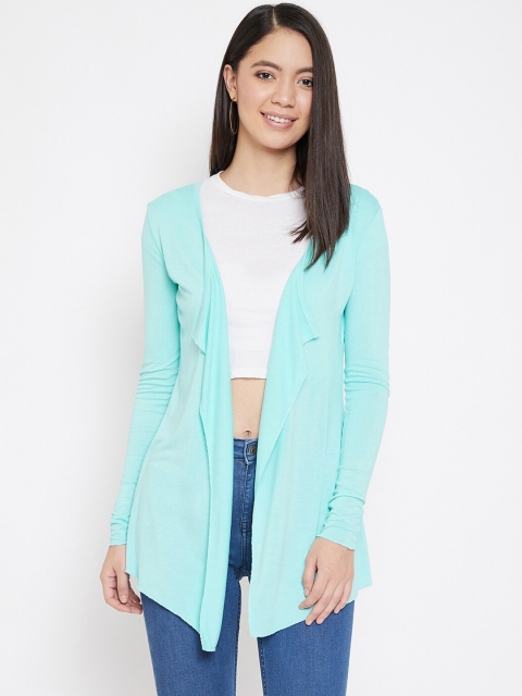 

Color Cocktail Women Sea Green Solid Open Front Shrug