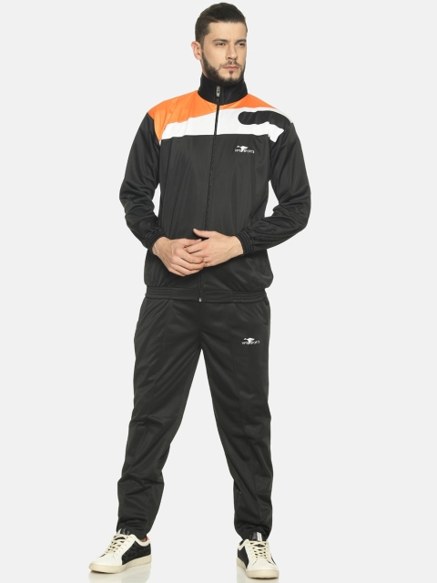 

HPS Sports Men Black & Orange Colourblocked Tracksuit