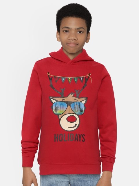 

OVS Boys Red & Black Printed Hooded Sweatshirt