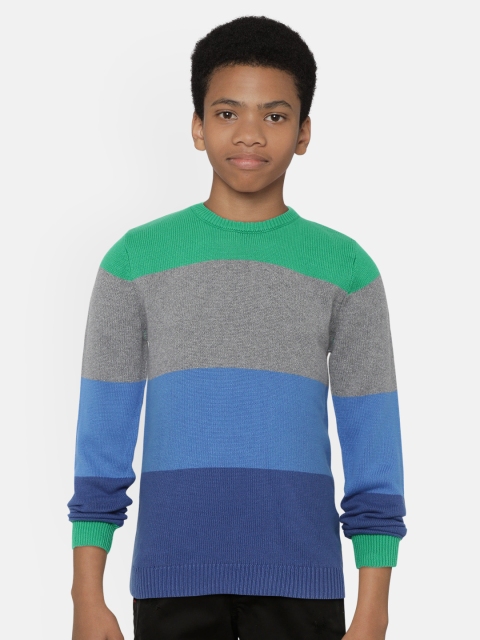 

OVS Boys Blue & Grey Melange Colourblocked Pullover