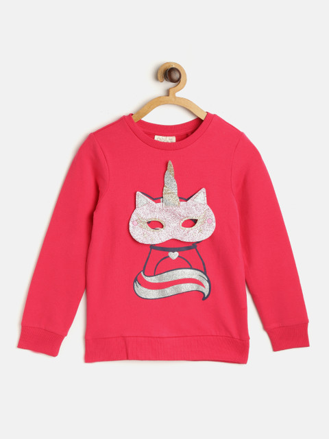 

OVS Girls Pink & Silver Printed Sweatshirt with Detachable Eye Mask