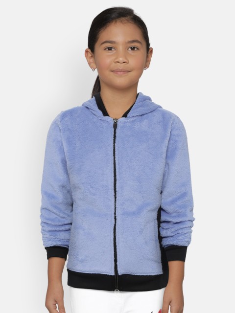 

OVS Girls Blue & Black Colourblocked Fleece Hooded Sweatshirt