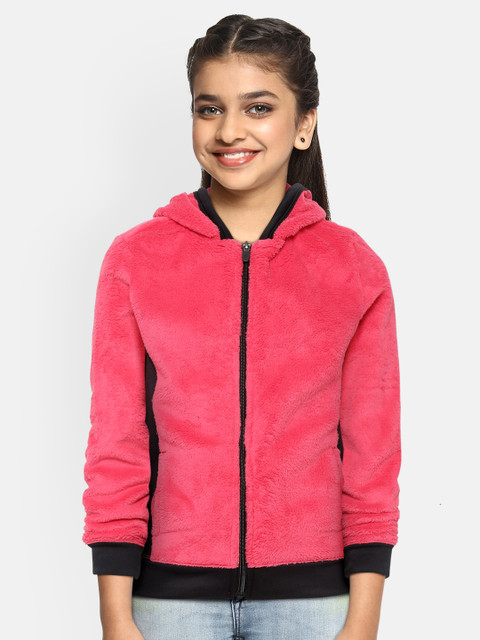 

OVS Girls Pink & Black Colourblocked Faux Fur Hooded Sweatshirt