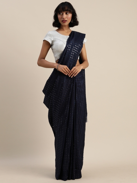 

Tikhi Imli Navy Blue Embellished Poly Crepe Saree