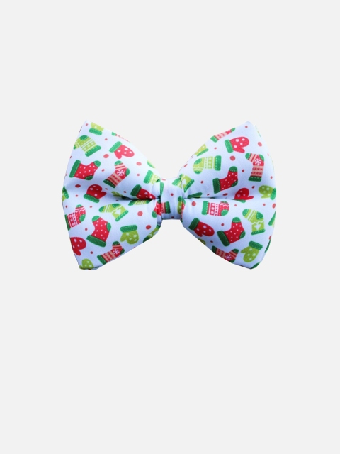 

LANA PAWS White & Pink Christmas Stockings Dog Bow Tie
