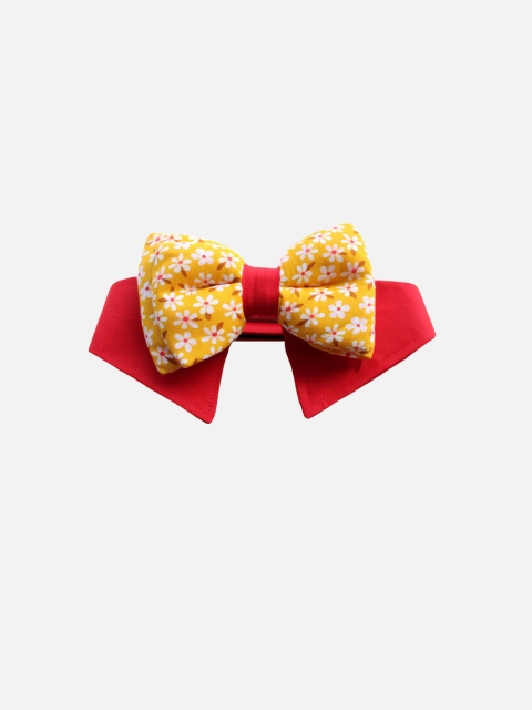 

LANA PAWS Yellow & Red Bloomingdales Printed Tuxedo Style Dog Bow Collar