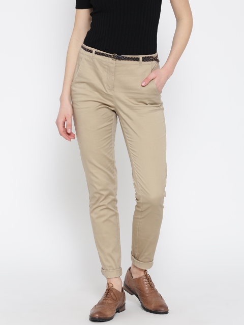 

Vero Moda Women Beige Solid Slim Fit Casual Trousers