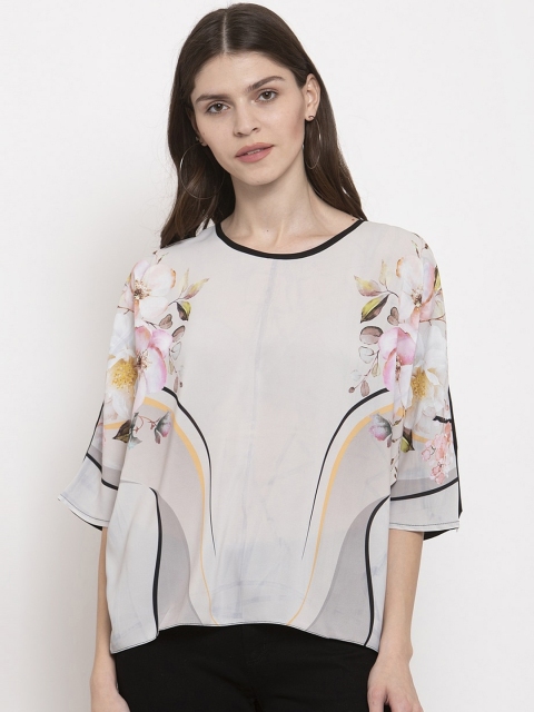 

Global Republic Women Beige & Black Floral Printed Top