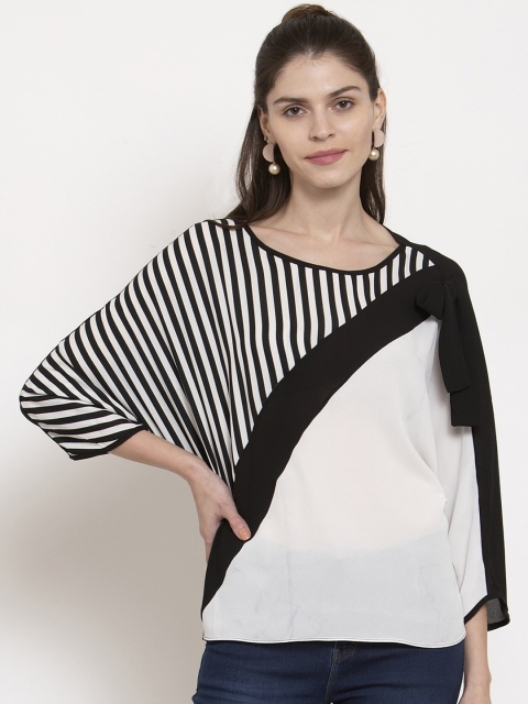 

Global Republic Women Black & Off-White Striped Top
