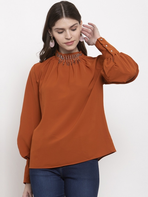 

Global Republic Women Rust Brown Solid Top