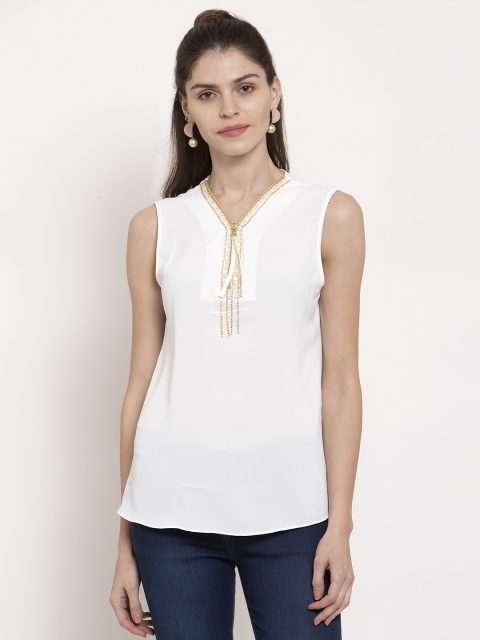 

Global Republic Women White Solid Top