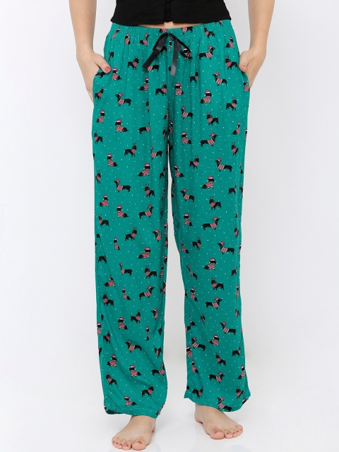 

Heart 2 Heart Women Green & Black Printed Coco Lounge Pants