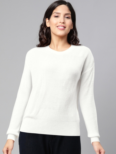 

Vero Moda Women White Solid Styled Back Acrylic Pullover