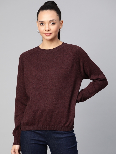 

Vero Moda Women Burgundy Solid Pure Cotton Pullover