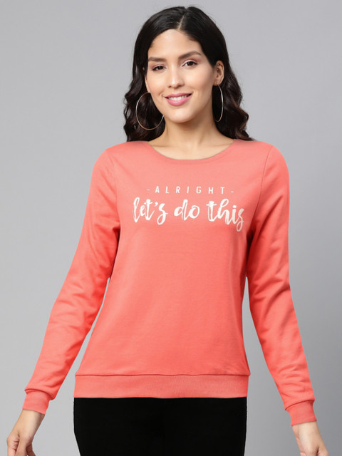 

Vero Moda Women Coral Pink & White Printed Sweatshirt