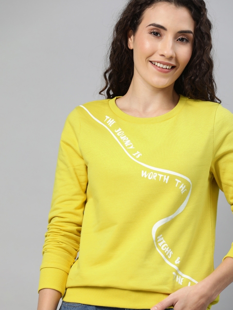 

Vero Moda Women Mustard Yellow Printed Sweatshirt