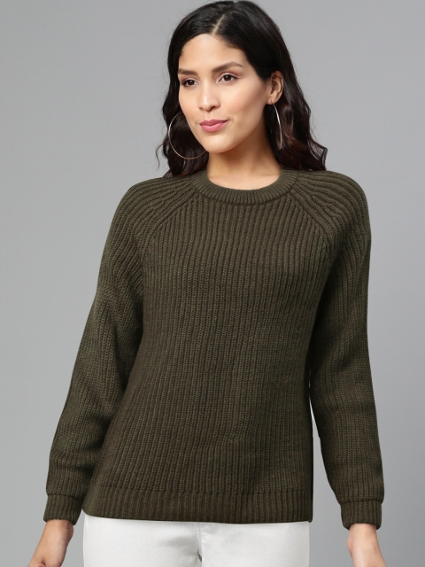 

Vero Moda Women Olive Green Solid Pullover Sweater