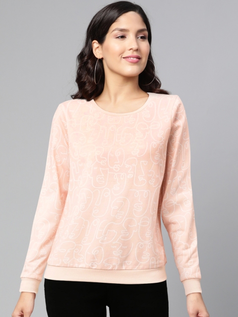 

Vero Moda Women Pink & White Printed Sweatshirt