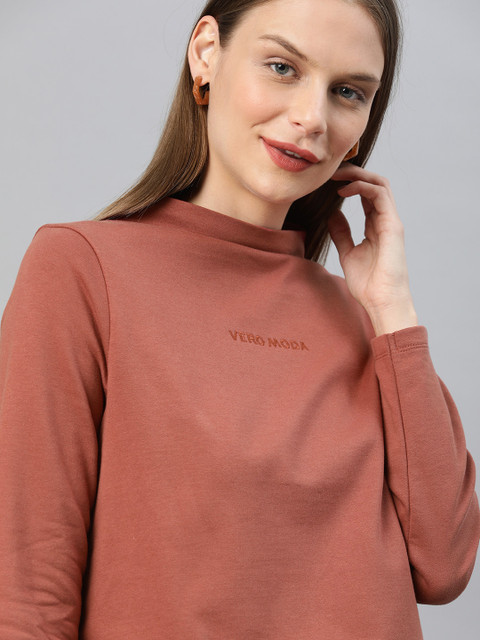 

Vero Moda Women Rust Red Solid Sweatshirt