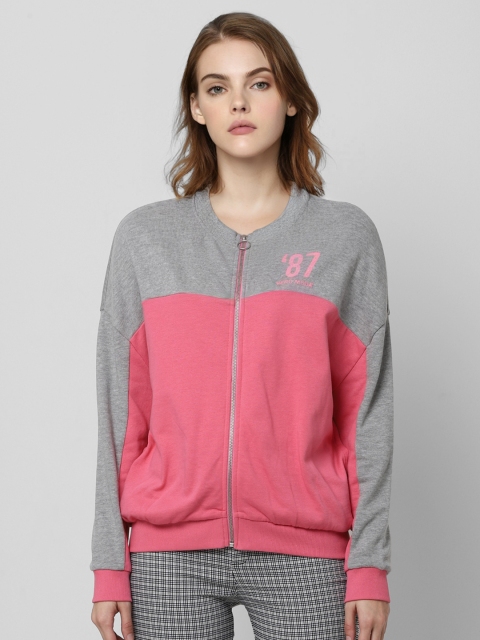 

Vero Moda Women Pink & Grey Melange Colourblocked Sweatshirt