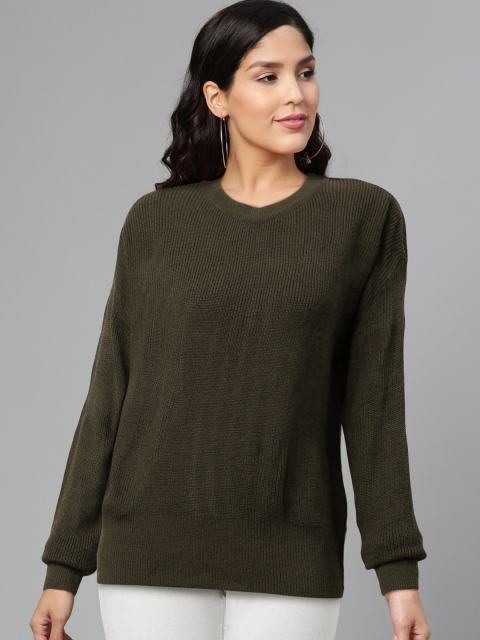 

Vero Moda Women Green Solid Acrylic Pullover