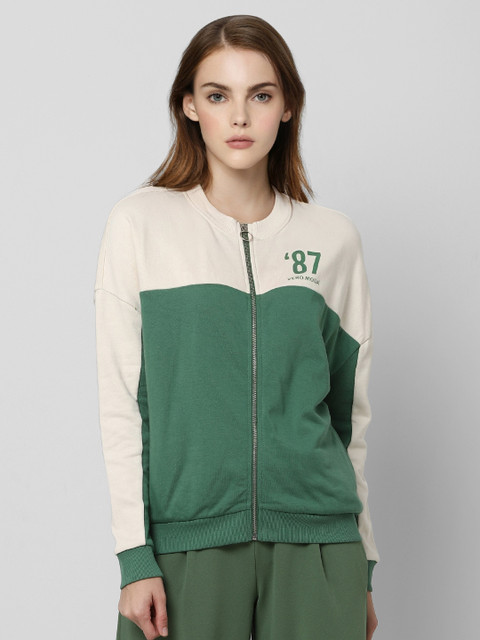 

Vero Moda Women Green & Off-White Colourblocked Sweatshirt