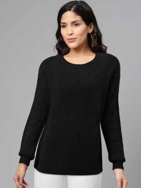 

Vero Moda Women Black Self Design Pullover Sweater