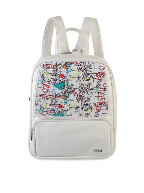 

Mochi Women White & Red Abstract Printed Backpack