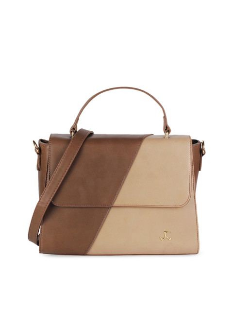 

Mochi Brown & Beige Colourblocked Handheld Bag