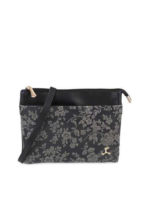 

Mochi Black & Grey Floral Printed Sling Bag