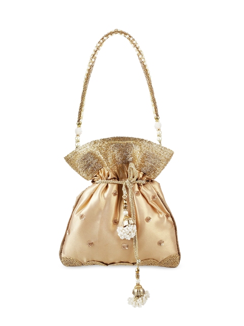 

Mochi Golden Embellished Handheld Bag, Gold