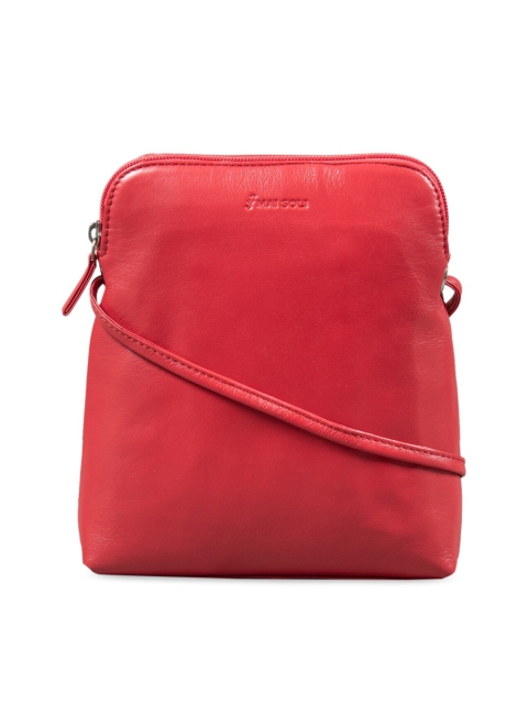 

MAI SOLI Women Red Solid Leather Sling Bag