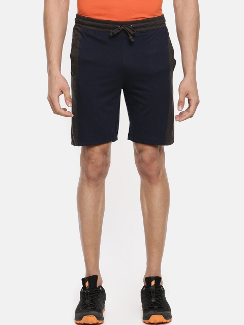 

Dollar Men Navy Blue & Charcoal Grey Colourblocked Lounge Shorts