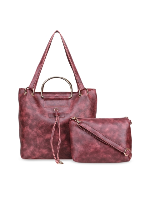 

CARA MIA Maroon Textured Shoulder Bag with Pouch