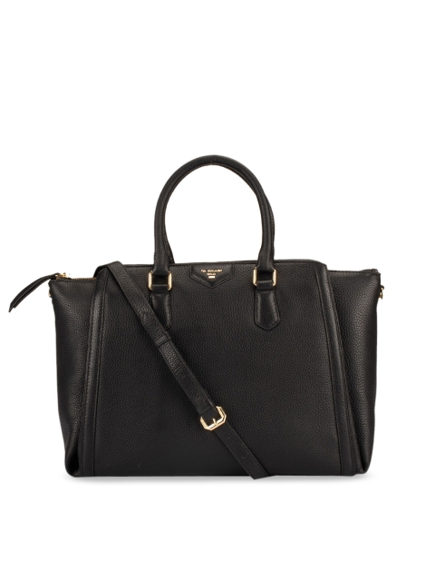 

Da Milano Black Solid Leather Handheld Bag