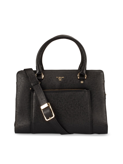 

Da Milano Black Textured Shoulder Leather Bag