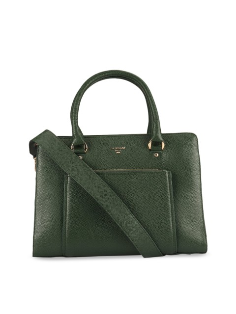 

Da Milano Green Solid Leather Handheld Bag