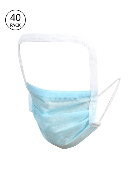 

LONDON FASHION Unisex 3Ply 40Pcs Outdoor Face Masks With Attached Eye Shield, Blue