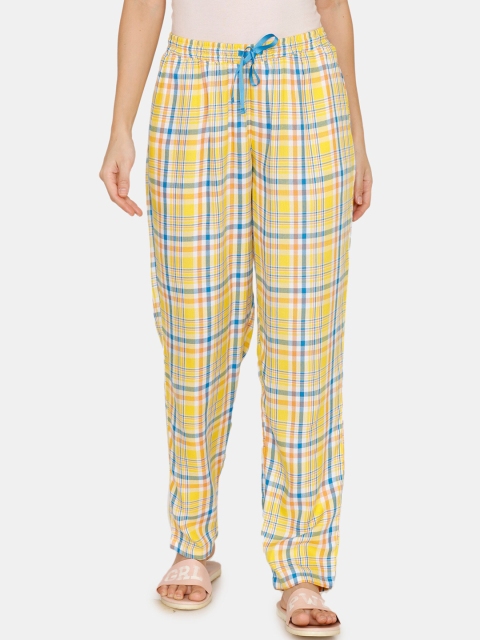 

Zivame Women Yellow & Blue Checked Lounge Pants