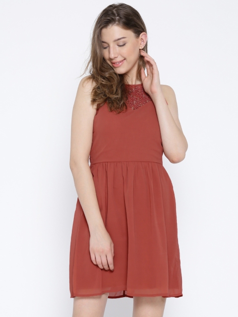 

ONLY Rust Brown Fit & Flare Dress