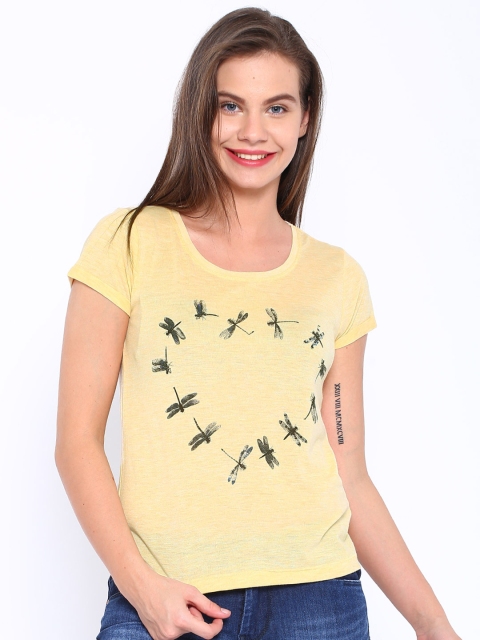 

ONLY Yellow Printed T-shirt