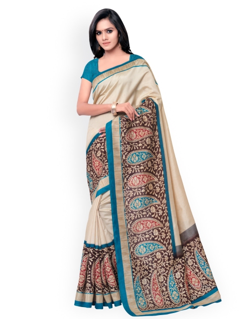 

Saree mall Beige Art Silk Printed Saree