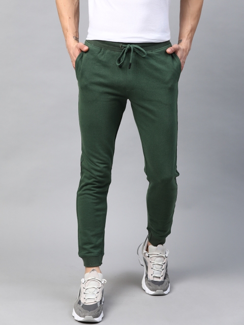 

Harvard Men Olive Green & Black Printed Detail Joggers