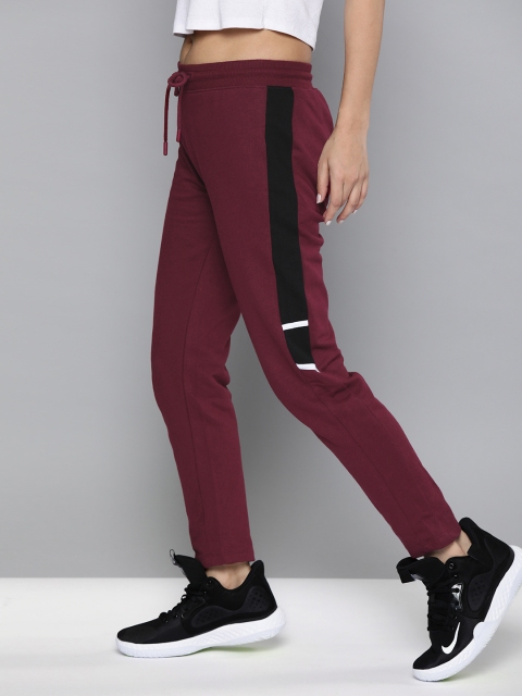 

Harvard Woman's Maroon Solid Track Pants with Side Stripes